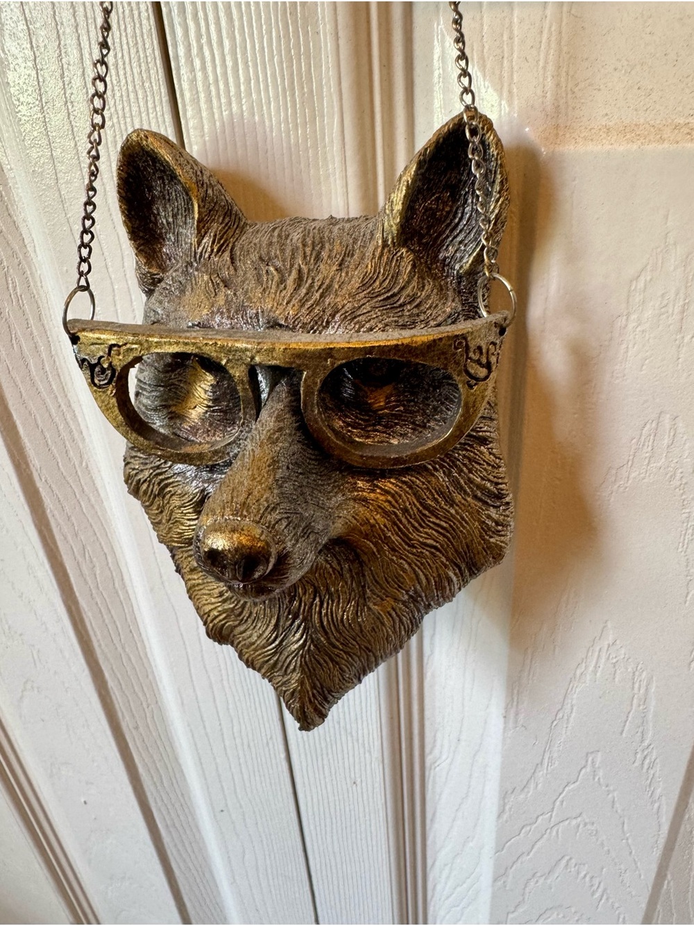 Bronze Fox w/Glasses Wall Hanging- Decorative Home Accent